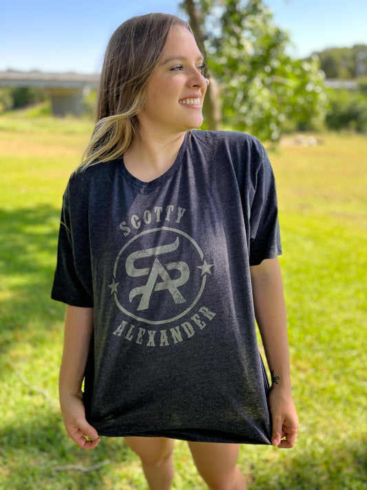 Charcoal Scotty Alexander Logo Women's Sleeper T Shirt