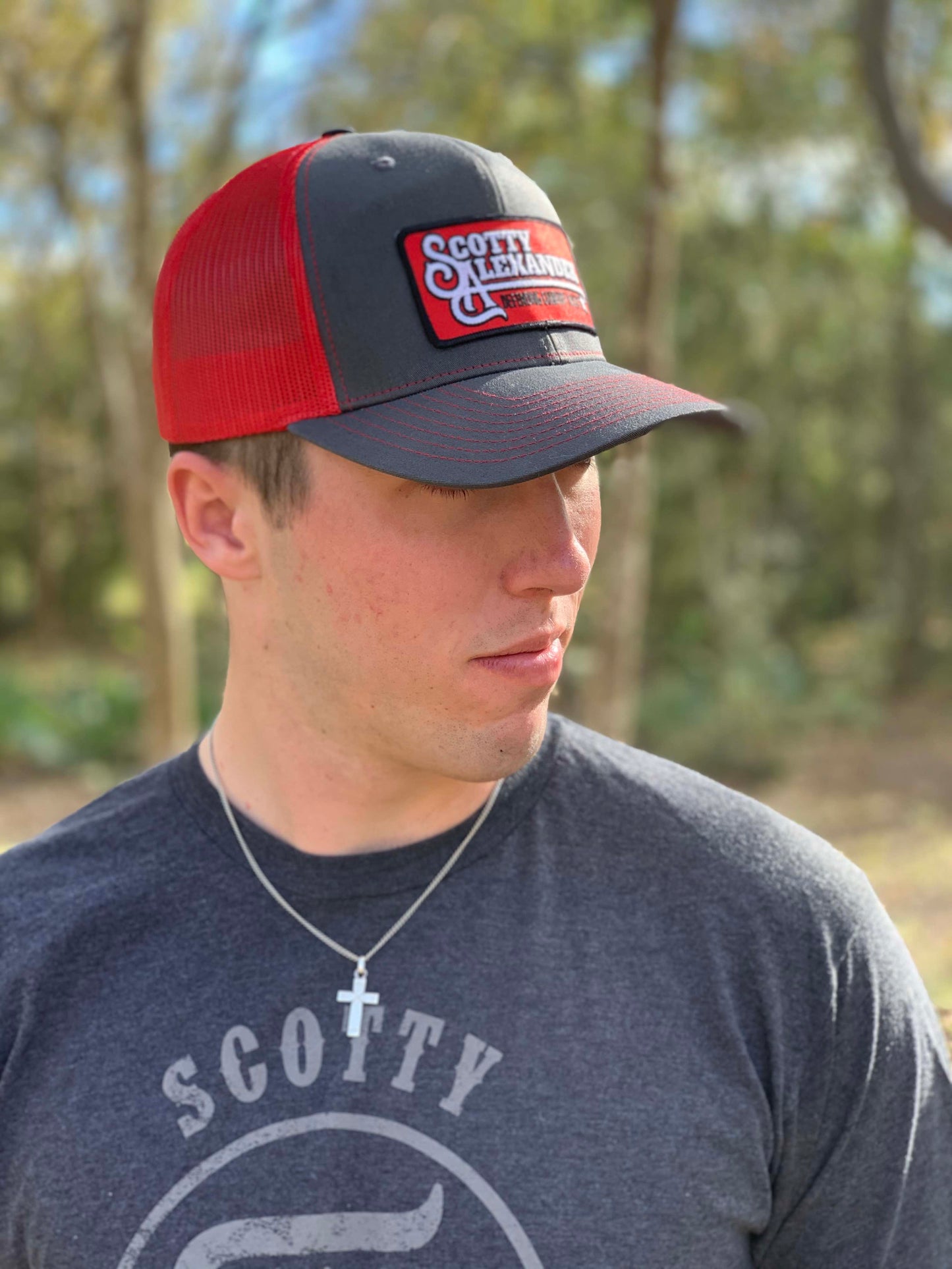Red and Grey Scotty Alexander "Defending Country Music" Hat