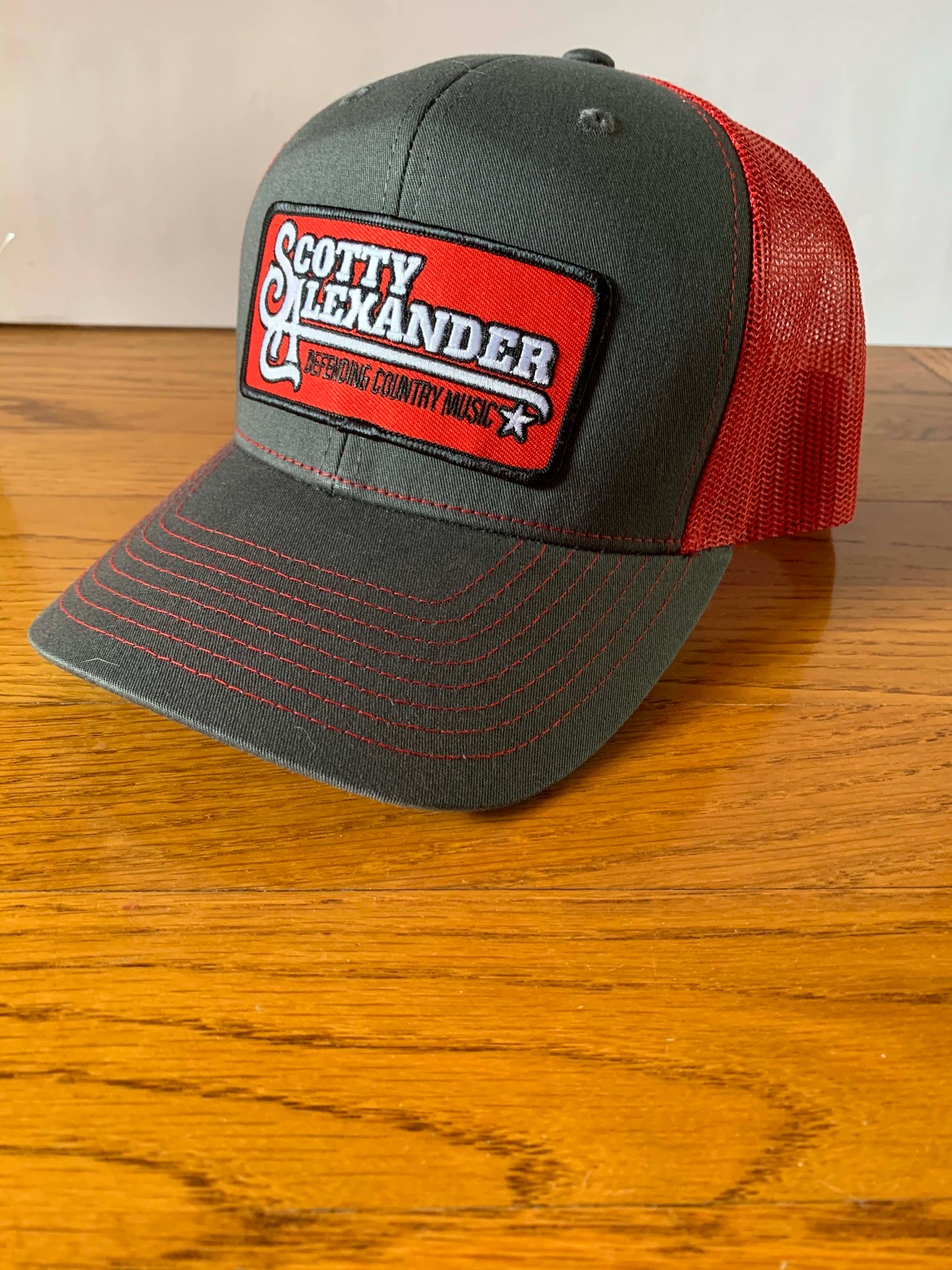 Red and Grey Scotty Alexander "Defending Country Music" Hat