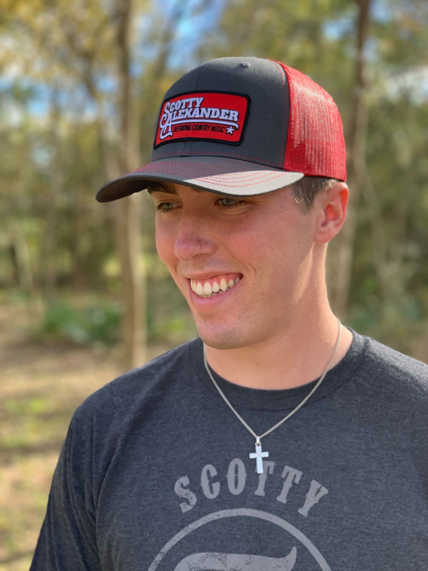 Red and Grey Scotty Alexander "Defending Country Music" Hat