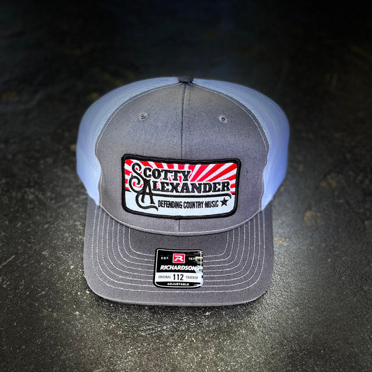 Gray & White Scotty Alexander "Defending Country Music" Hat