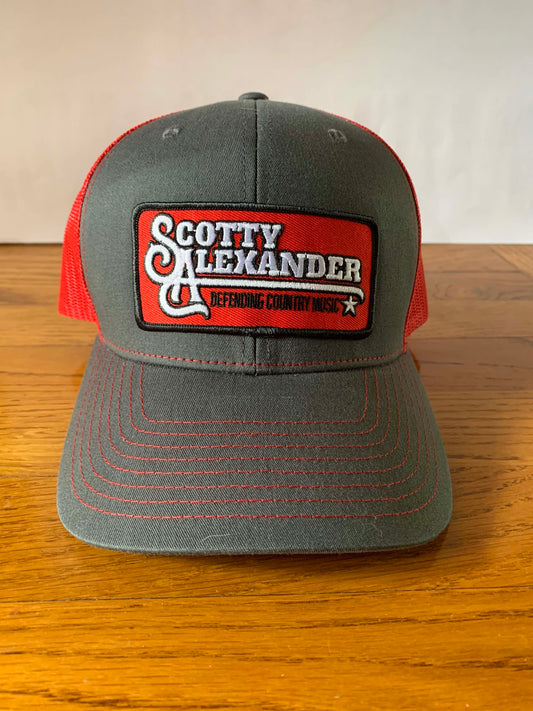 Red and Grey Scotty Alexander "Defending Country Music" Hat