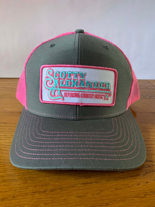 Grey & Pink Scotty Alexander "Defending Country Music" Hat