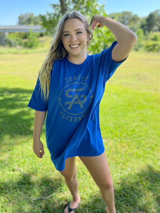 Blue Scotty Alexander Logo Women's Sleeper T Shirt